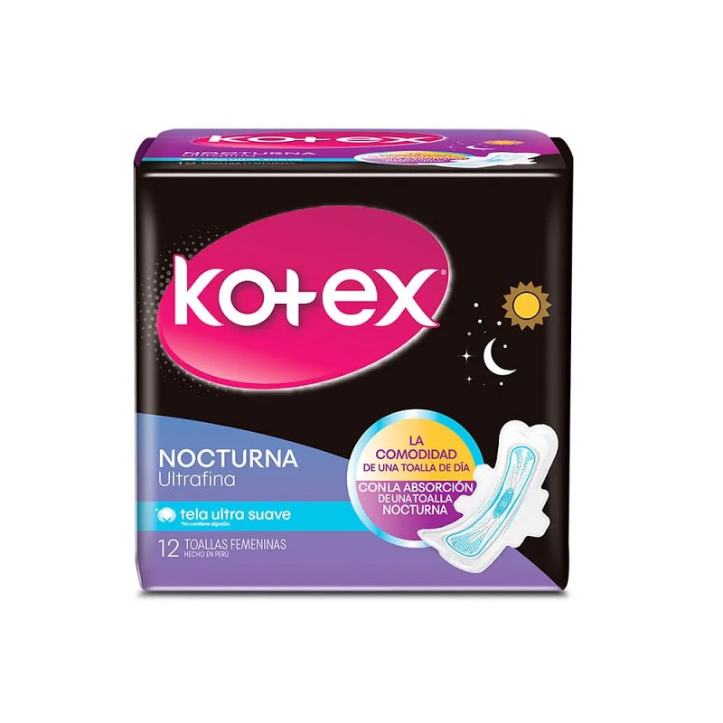 Kotex nocturna 12 toallas femeninas