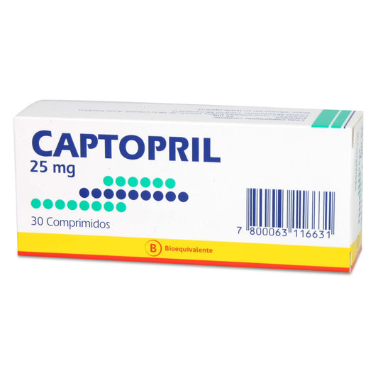 Captopril COM 25 mg 30 Comprimidos [MILAB]
