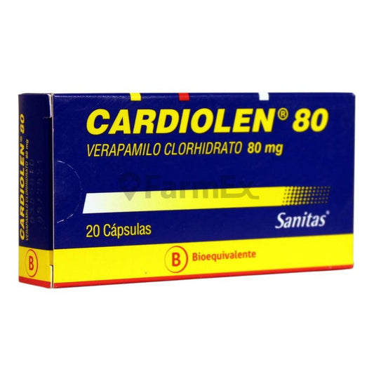 Cardiolen CAP 80 mg (Verapamilo) 20 Capsulas [SANITAS]