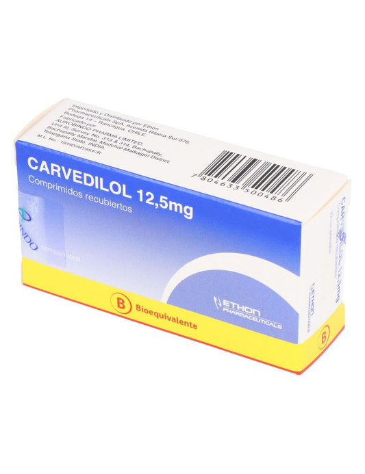 Carvedilol 12,5 mg x 30 compr recubiertos [ETHON]