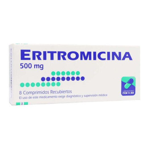 Eritromicina 500 mg 8 comp recubiertos [I] [MILAB]